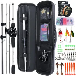 Accesorios de pesca Sougayilang Rod Reel Combo Portátil 4 Secciones 198CM Señuelo y 9 1BB Baitcasting Set Carp 231030