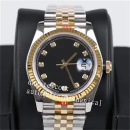 Hochwertiges Uhrwerk, 36 mm, schwarzes Zifferblatt, Automatikwerk, Edelstahl, zweifarbiges Jubilee-Armbandgehäuse, Saphirglas, Original-Armbanduhr mit Faltschließe