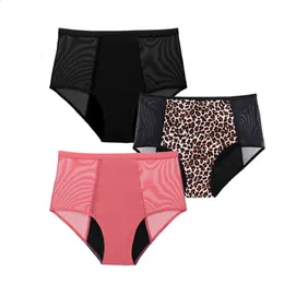 Metki damskie 4-warstwowe szczelne majtki menstruacyjne Majki Szybkie pochłanianie bielizny Seksowne koronkowe kobiety Menstrual Briefs Plus Size 5xl 6xl 231030