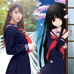 Japansk skoluniform för flickor Autumn Long-Sleeve Student Sailor Uniforms Anime Hell Girl Cosplay Costume With Socks C30153AD