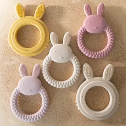 Tänder leksaker 1 st baby teether silikon leksak bpa gratis tecknad kanininvårning tandläkare gåvor hälsa molar tugga födda tillbehör 231031