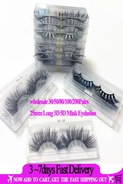 YioWio Whole Maquiagem 25mm Long 3D 5D Mink Eyelashes Makeup Fluffy Cilia Fauc Cils Bulk Mink Lashes 305080100200Pairs DHL9216297