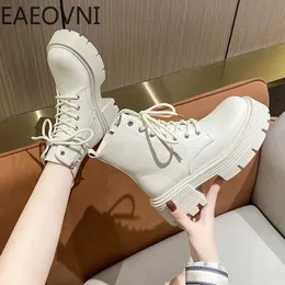 Dress Shoes Winter Platform Short Plush Women Short Boots Fashion Ladies Elegant Lace Up Ankle Boot Outdoor Thick Bottom Motorcycle Boots 231031