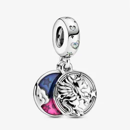 Nuovo arrivo 925 sterling silver magico unicorno doppio ciondola fascino adatto braccialetto europeo originale gioielli di moda Accessori2392