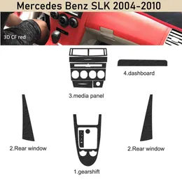 Per Mercedes Benz SLK 2004-2010 Interni Pannello di controllo centrale Maniglia per porta Adesivo in fibra di carbonio Decalcomanie Car styling Accessorie