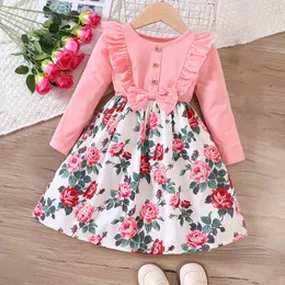 Girls Dresses Winter Kids For From 2 to 7 years Long Sleeve Floral Princess Dress Party Fall Toddler Girl Clothes Dressy 231030