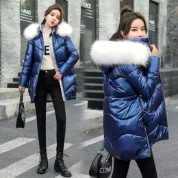 Kvinnor Down Parkas Winter Jacka Kvinnor Glossy Cotton Hooded Parka Warm Female Padded Casual Outwear P985 231031