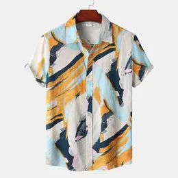 Herren-Freizeithemden, hawaiianisch, für Herren, kurzärmelig, 3D-bedruckt, Strandbluse, Leinen, Retro-Sommer-Herrenoberteile