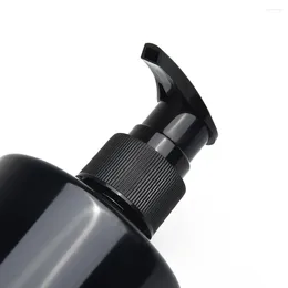 液体ソープディスペンサー4X補充可能な500ml空のローションポンプボトル用ブラックフラットショルダープレスボトル