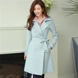 Women's Trench Coats Sku Blue Coat For Women Spring Ladies Double Breasted Casaco Feminino Female Overcoat Woman Jaqueta Feminina