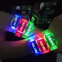 Желе 10 шт. светящиеся наручные часы браслеты светодиодная вспышка мигающий Rave Party Glow браслет Happy Love подарок на день рождения navidad Рождество 231030