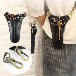 Hair Salon Leather Hair Scissors Comb Brushes Bag Pack Salon Stylist Hairdresser Shears Holster Case with Strap Kappers Tas Koffer 231030