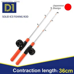 Båtfiskestavar D1 Vib Winter Ice Fishing Rod 36cm Glass Fiber Hållbara hårda snurrstänger Portable 2 Sektion Ultra Light Fishing Pole för River Q231031