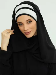 Ethnische Kleidung, großer Innenhut, Hijab-Kopftuch für muslimische Frauen, Turban, Damen-Wickeltuch, islamischer Schal, luxuriös, vorgefertigt
