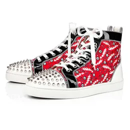 2023 Red Bottoms Luxurys Lofers Casual Shoes 남성 남성 여성 Itlay 운동화 가죽 멀티 컬러 빈티지 스파이크 하이 탑 디자이너 바닥 트레이너 크기 35-47 10A 16