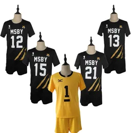 2pcs وصول جديد Haikyuu Cosplay Costume High Schoo 3D Print MSBY Volleyball Team Team Jerseys Men Women Tshirt + Shorts Sets C50K225