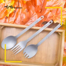 Tito Outdoor Titanium Fork Spoon Gotowanie Tytanium Spoon Strace stolika sztućce Zestaw Spork Portable do kempingu piknik