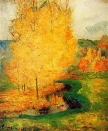 By the Stream, Autumn, 1885 by Paul Gauguinn Oil Painting Retro Landscape Wall Art on Canvas Impressionism Picture Handmade