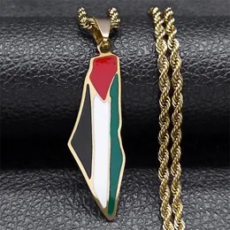 Hänge halsband guld silver palestina och israel karta nationell flagga halsband för kvinnor män rostfria stell smycken gåvor