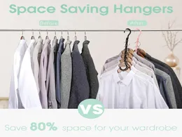 Nobemall Magic Space Saving Hangers Sturdy Multifunction Plastic Hanger with Five Hole Closet Storaging Organization Clotes Hanger4733684