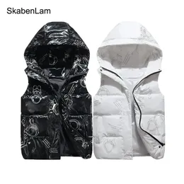 Waistcoat Children's Vest for Boy Girl With Hood Outerwear Kids Space Printed Glow Up Coat Sleeveless Down Jacket Family Winter Waistcoat 231030