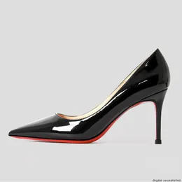 Luxury Fashion Designer red spike Sexy Pointed Toe New red soled High Heels Womens Thin Heels Comfortable and Elegant Single Shoes Black Lacquer Leather Sexy Point