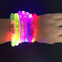 jelly 50pcs/Lot LED Glow Hand Ring Bracelet Bracelet Bubbal Bubble Color Changing Bangle Platching Party 231030