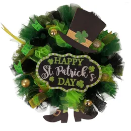 Decorative Flowers QWE123 Artificial Leaf Garland St. Patrick's Day Round Wreaths Hanging Window Front Door Holiday Celebration Par