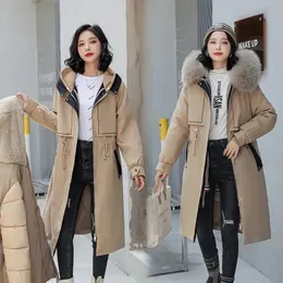 Parkas femininas para baixo 2023 grosso forro de pele quente longo jaqueta de inverno gola com capuz casaco casual destacável mujer 231030