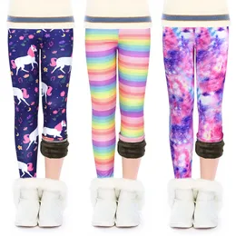 Calças meninas leggings inverno quente criança calça mais veludo engrossar estiramento cintura elástica longa para lã 4 10y 231030