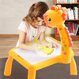 Intelligence toys Mini LED Projector Drawing Board Art Table Kids Painting Baby Learning Draw Paint Tools Children Educational Toys 231031