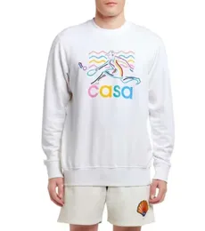 Huva casablanca ny designer sweatshirt hawaii långärmad klassisk stil het bokstav smal topp tidvatten bomull män runda nacke casual mångsidig luvtröja casablanc