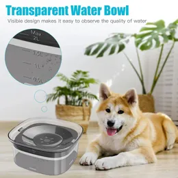 Miski dla psów Podajniki 2L Water Bowl dla psów No Spill Anti Splash Dog Water Bowl Widoczny poziom wody pies powolne picie miski zwierząt w wodzie dozownik wody 231031