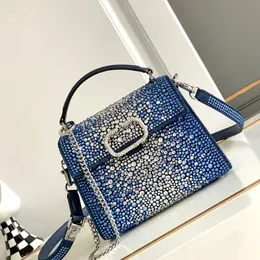 Bolsa de designer VSLING bolsa de cristal inspirada moda bolsa de ombro fecho de fivela magnética corrente água diamante bolsa moda denim sacola de alta qualidade