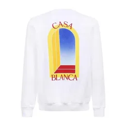 Kazablanka 23aw kapüşonlu tasarımcı sweatshirt moda gelgit en iyi erkek ve kadınlar gündelik çok yönlü vintage baskı gevşek ince uzun kollu kapüşon Kazablanp moda süveter