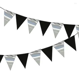 Decorazione per feste Solenne Bianco Argento Nero Stamina di carta Gagliardetto Triangolo Bandiera Banner Ghirlanda Matrimonio/Compleanno/Baby Show