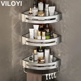 Półki łazienkowe Viloyi półki w łazience montowane na ścianie bez wiertarki aluminium prysznic narożny Caddy Półka do przechowywania Multilayer Organizer Rack 231031