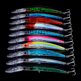 Fishing Hooks HENGJIA 17cm 235g Minnow Lure Laser Artificial Bait 3D Eyes Wobblers Crankbaits Tackle Diving 25m 231031