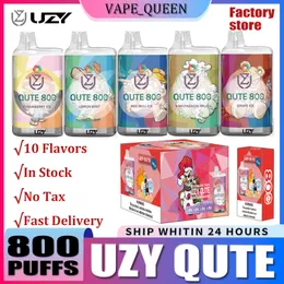 Original UZY QUTE 800 Puffs Einweg-E-Zigaretten 1,2 Ohm Mesh Coil 3 ml Pod 550 mAh Batterie 3 Arten von RGB-Licht Elektronische Zigaretten Puff 800 0% 2% 3% 5% Vape Pen