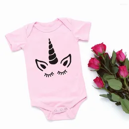 Rompers söt baby bodysuit rolig tecknad tryck kort ärm kläder sommar bomullsflickor pojkar kläder född