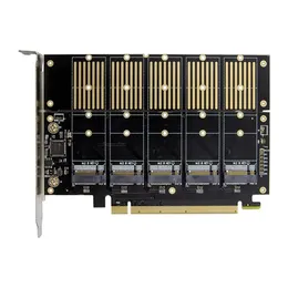 PCI-E x16 JMB585 5 Port M.2 Key B NGFF SSD Expansion Card 6Gbps High Speed SSD Conversion Card