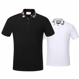 2017 T-shirt in cotone estivo di alta qualità tee collar ricamo serpente ture marca Strade di alta qualità nero bianco283C