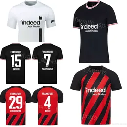 2023 24クラブサッカーアイントラックフランクフルト15 Ellyes Skhiri Jerseys 7 Omar Marmoush 26 Junior Dina Ebimbe 1 Kevin Trapp William Pacho Football Shird Kits Black Red White