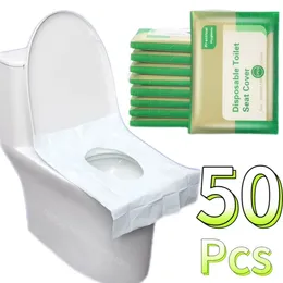 Coprisedili per WC 10 / 50 pezzi Tappetino monouso portatile impermeabile Solubile per acqua per viaggi Camping el Accessori per il bagno 231031