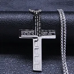 Men's Cross Pendant Necklace Stainless Steel Gold Black Silver Prayer Necklace SpiritNecklace 60CM For Men