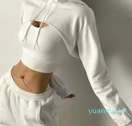 Yoga Outfit Women Fitness Crop Top Cotton Sports Shirts Long Sleeves Hoodie Sweatshirt Gym Workout Tshirts
