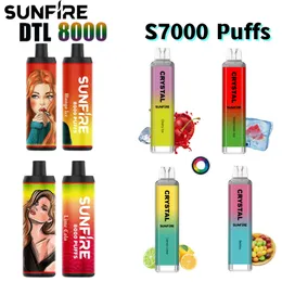 Original Einweg -Vape Stift Sunfire Design Tornado Crystal Bar Deutschland Polen Puff 5000 6000 7000 8000 9000 10000 12000 Puffs Stangen e Zigarettenvorrichtung RGB Light Vaper