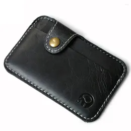 Korthållare Retro Simple Leather Bag Wallet Men Business Bank Holder Thin Case Bekväma små kort Pack Cash Pocket