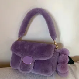 Grape Bobo Fury Plush Bag For Women Autumn Winter Handbag 2023 New Shoulder Crossbody Small Bags Hanging Decoration Underarm Handbags