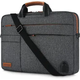 Laptop-väskor Domiso 14 "156" 17 "tum förtjockad multifunktionell bärbar datorhylsa portfölj Messenger Bag med USB-laddningsport 231031